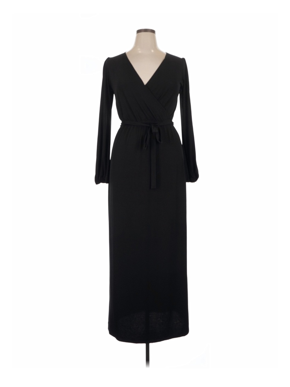 Elegant Black Maxi Dress with Tie Waist
